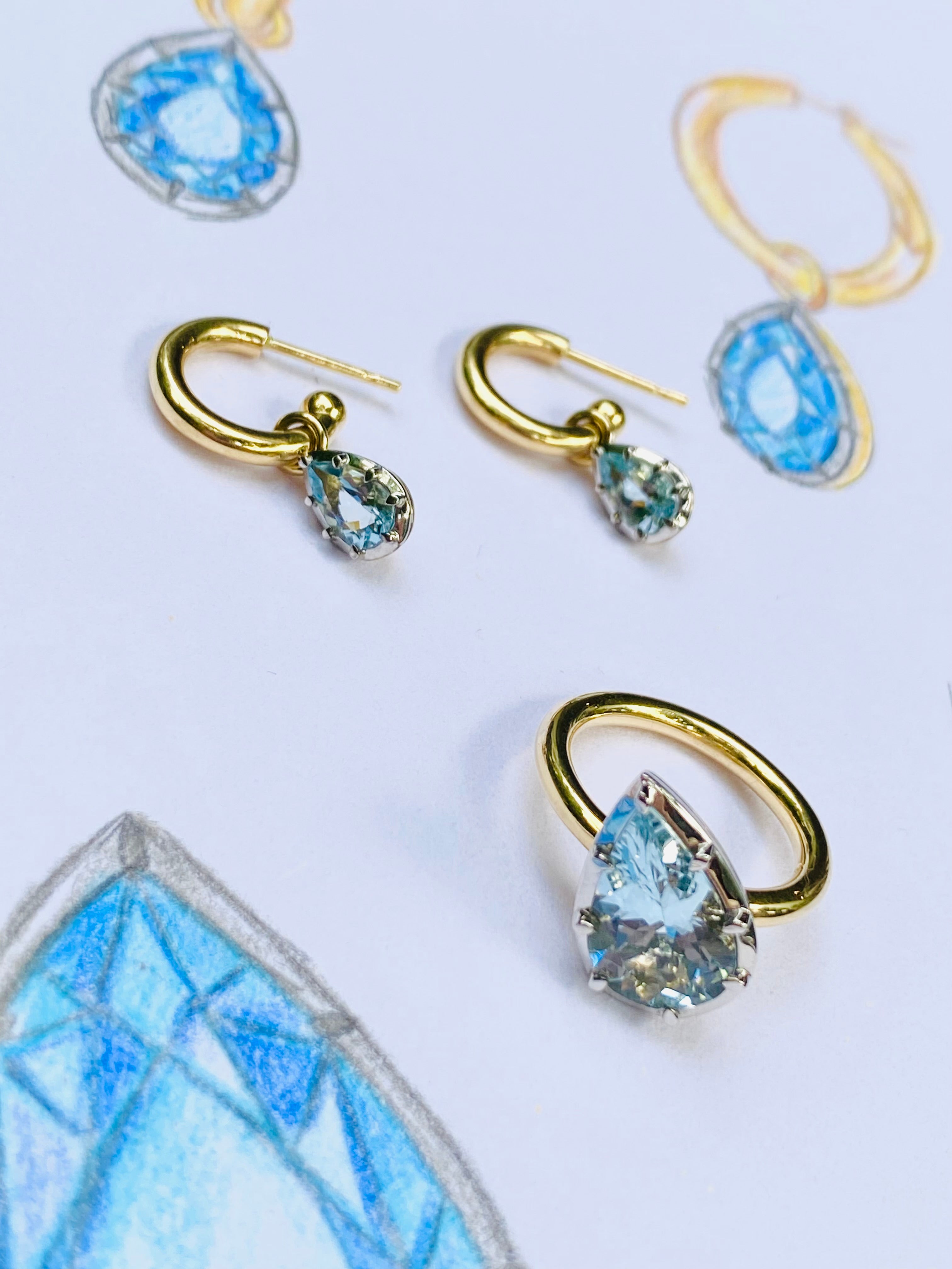 Aquamarine Colett Set Dangler Earrings