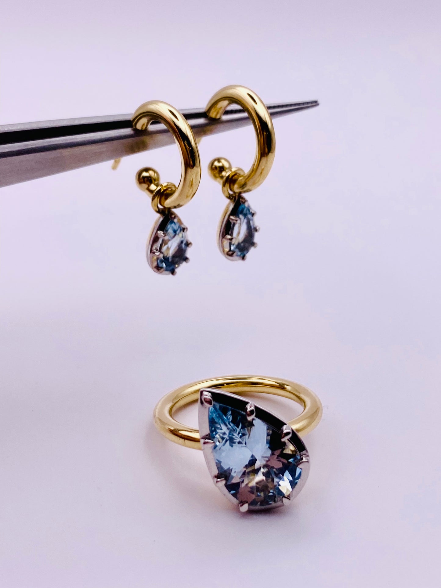 Aquamarine Colett Set Dangler Earrings