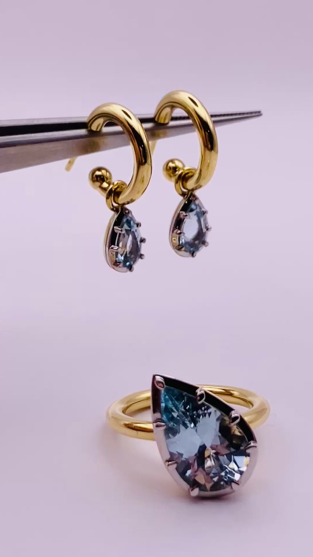 Aquamarine Colett Set Dangler Earrings