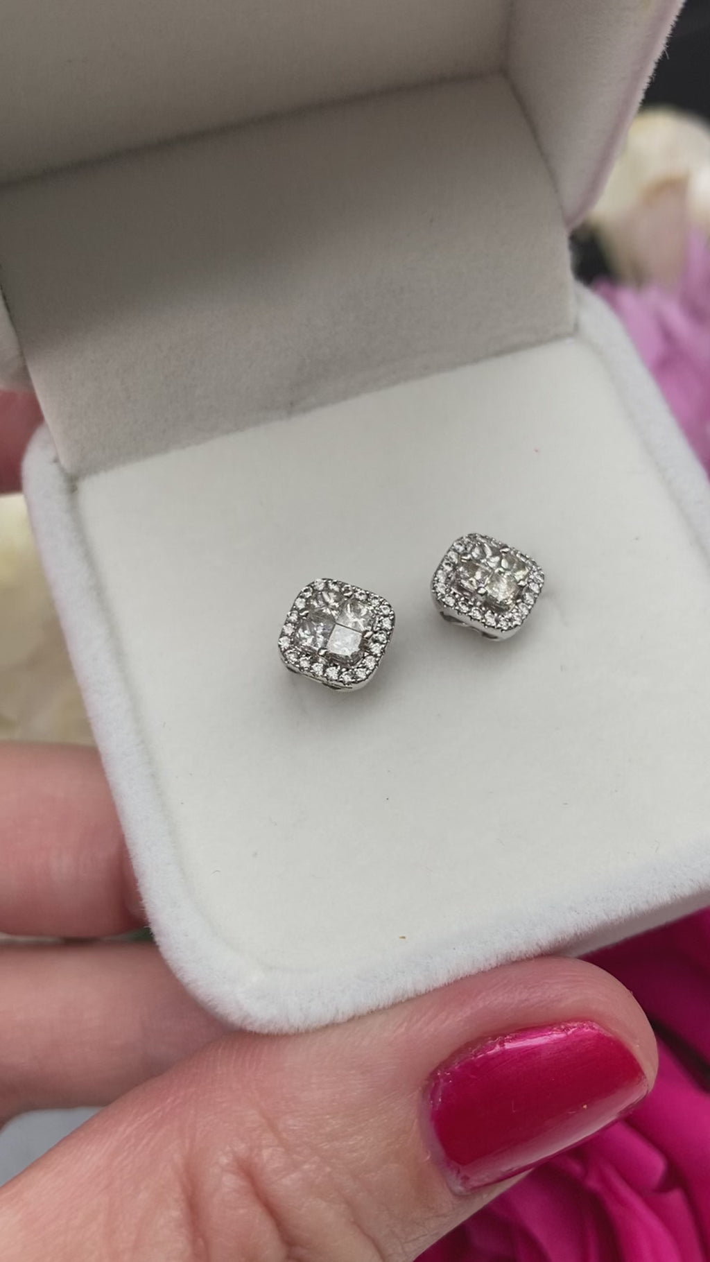 Sold Out ~ Mosaic diamond earrings with halo