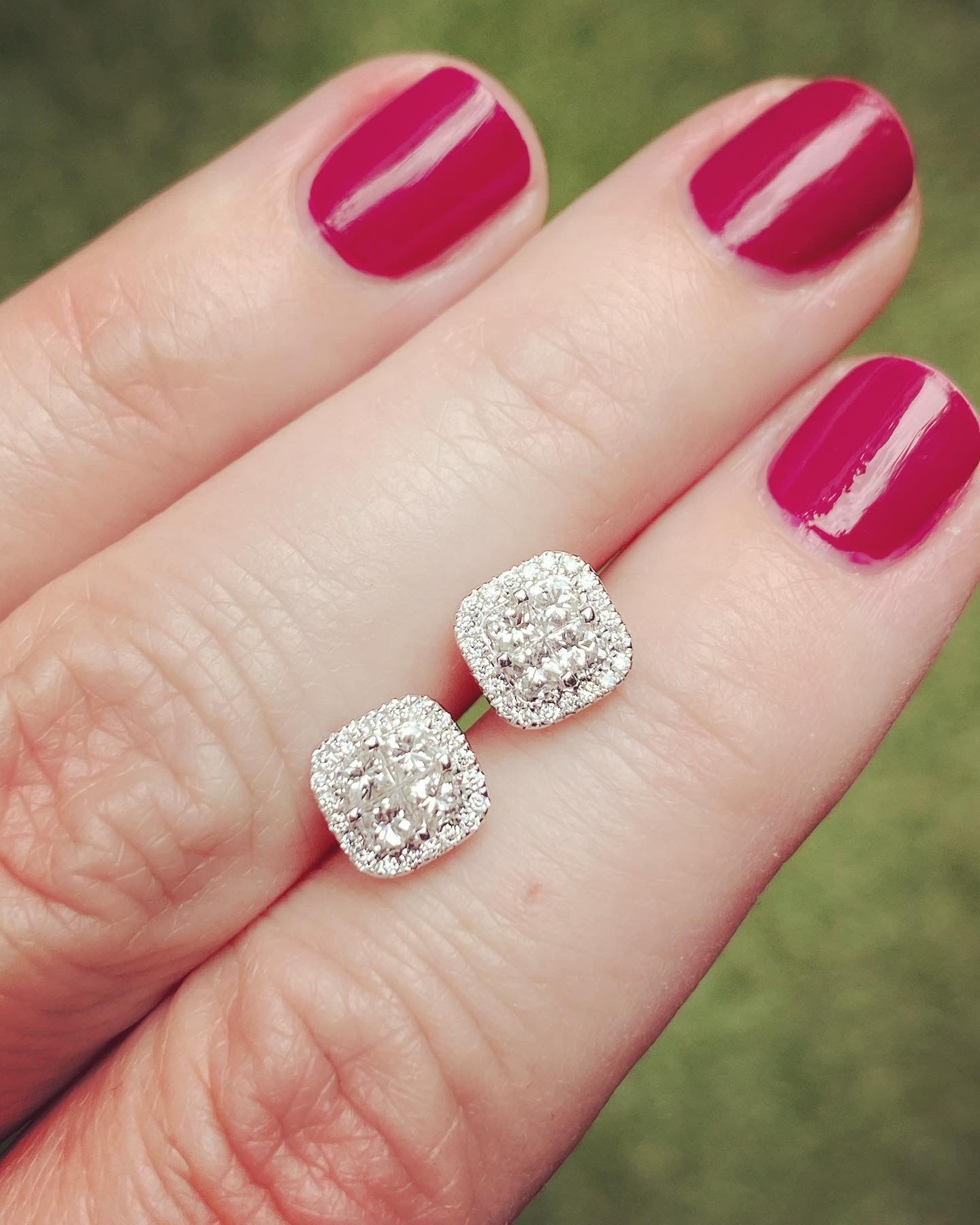Sold Out ~ Mosaic diamond earrings with halo