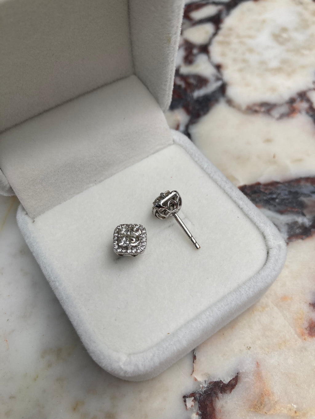 Sold Out ~ Mosaic diamond earrings with halo