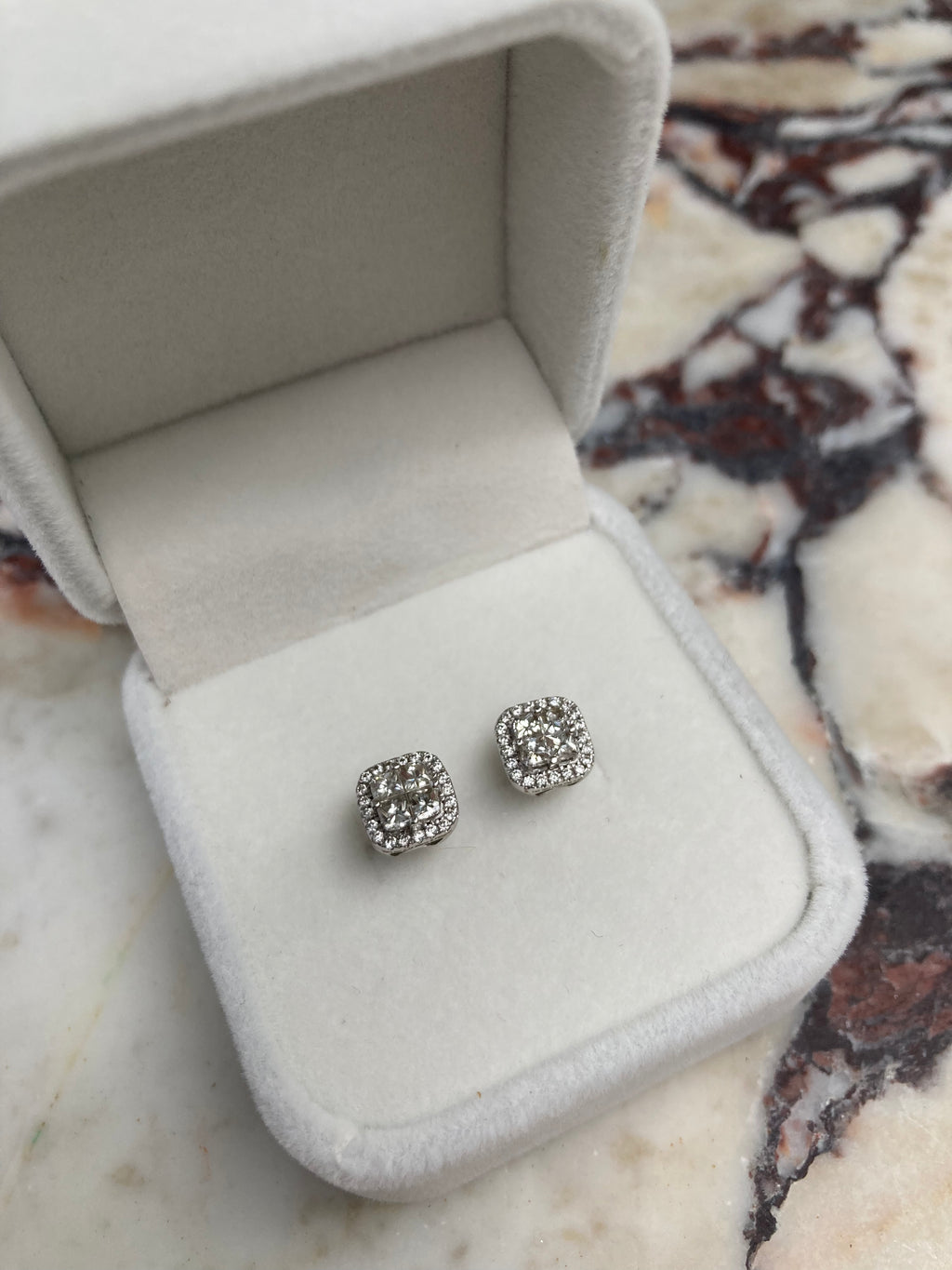 Sold Out ~ Mosaic diamond earrings with halo