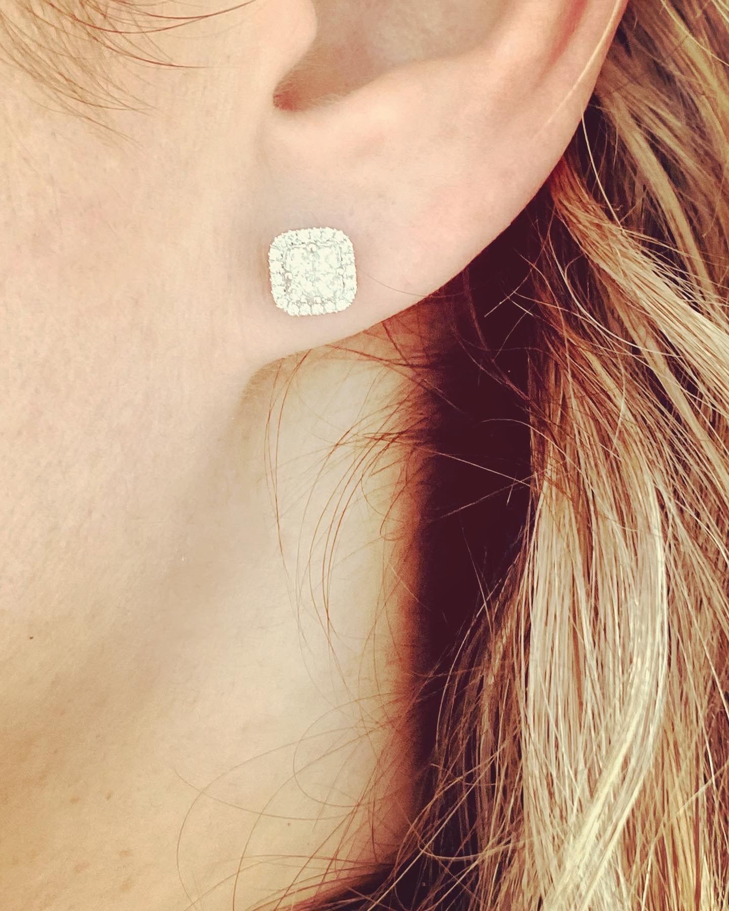 Sold Out ~ Mosaic diamond earrings with halo